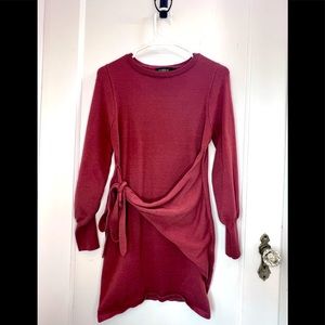 Deep dusty rose pink sweater mini dress.